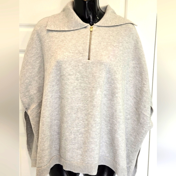 Zara Light Gray Girls Poncho Sweater - Picture 1 of 6